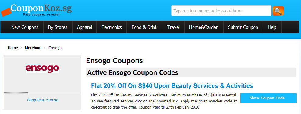 ensogo coupon screenshot