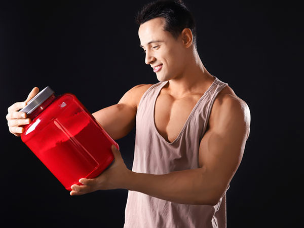 Man Looking Protein Powder